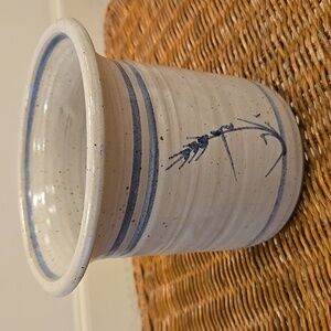 HANDMADE Vintage Glazed Pottery Bread Baker or Utensil Holder